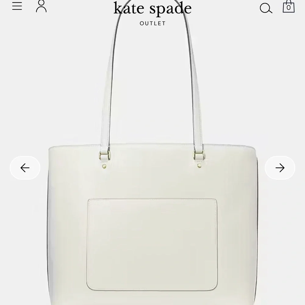 Kate‎ Spade Bridget Crinkle Patent Large Ivory White Tote Bag KM674 NWT $399